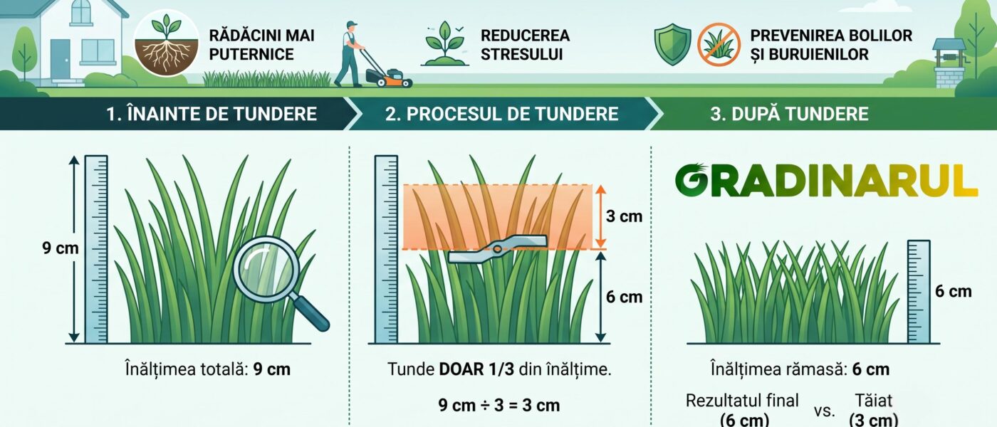 tunderea corecta a gazonului - o treime din fir